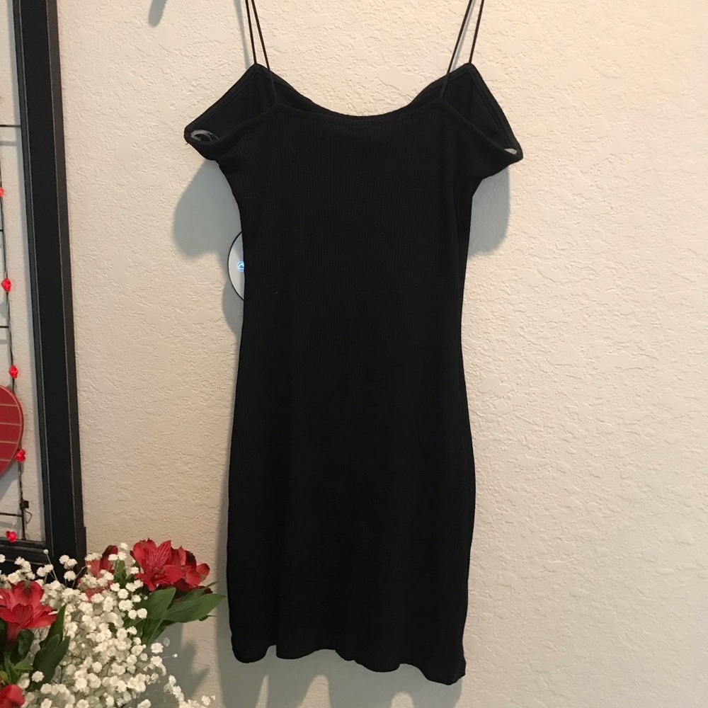 Black strapless mini dress